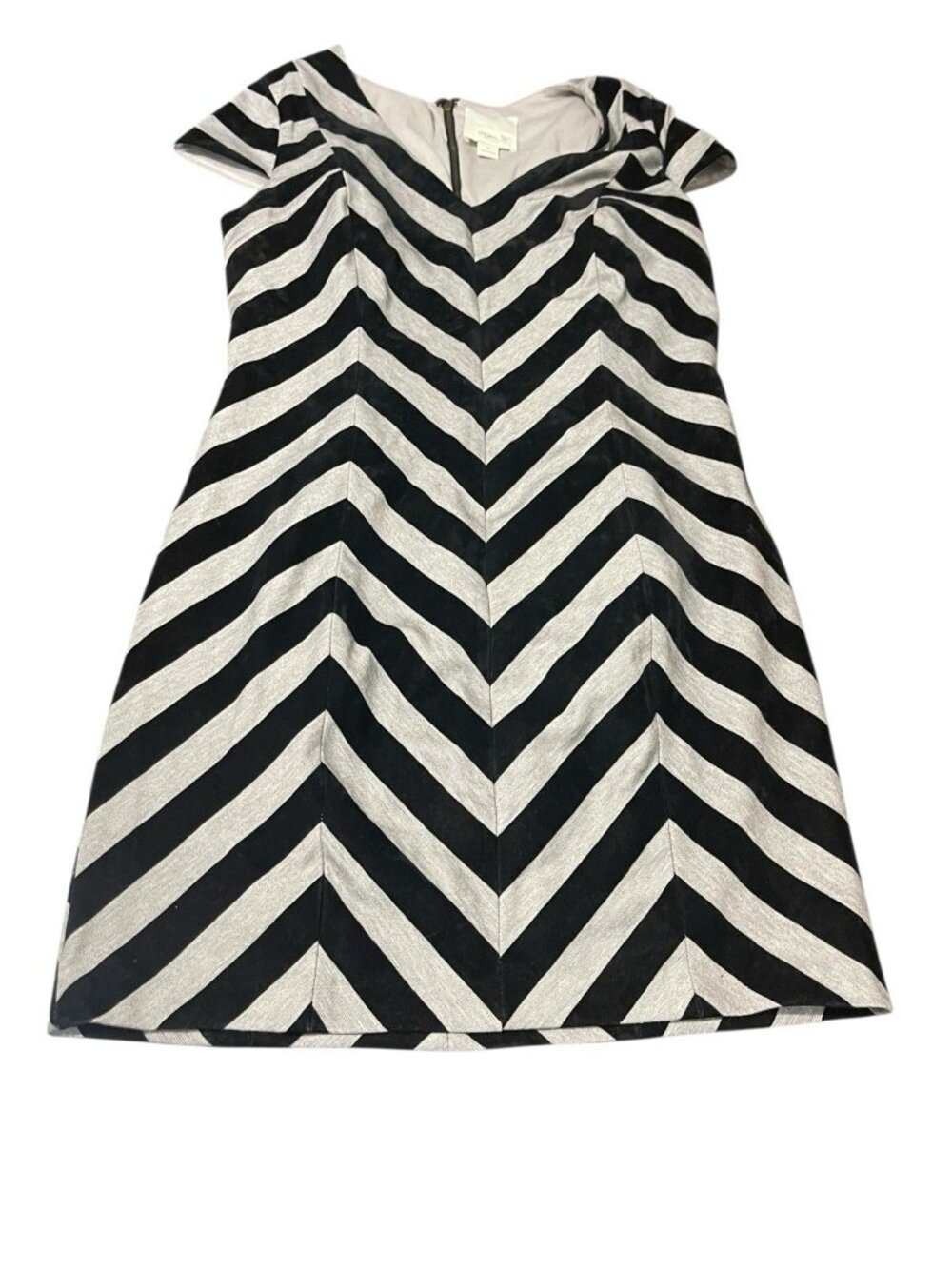 Aryn K Gray Black Women's Medium Velvet Flocked Diagonal Stripe Sheath Dress